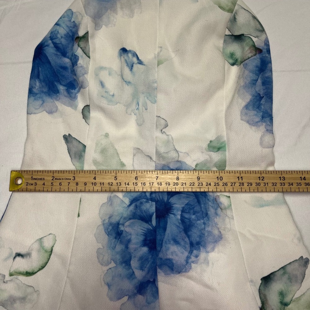 NBD White Blue Floral Watercolor Halter Lace Open Back Romper XS - Picture 4 of 8
